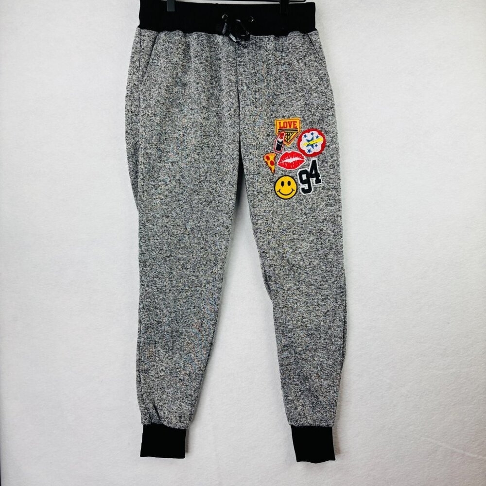 Bobbie Brooks Ladies Women Sz Large Jogger Pants Pull On Gray Drawstring Patches